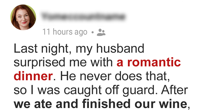 My Husband Unexpectedly Surprised Me with a Romantic Dinner, but There Was a Terrible Reason behind It